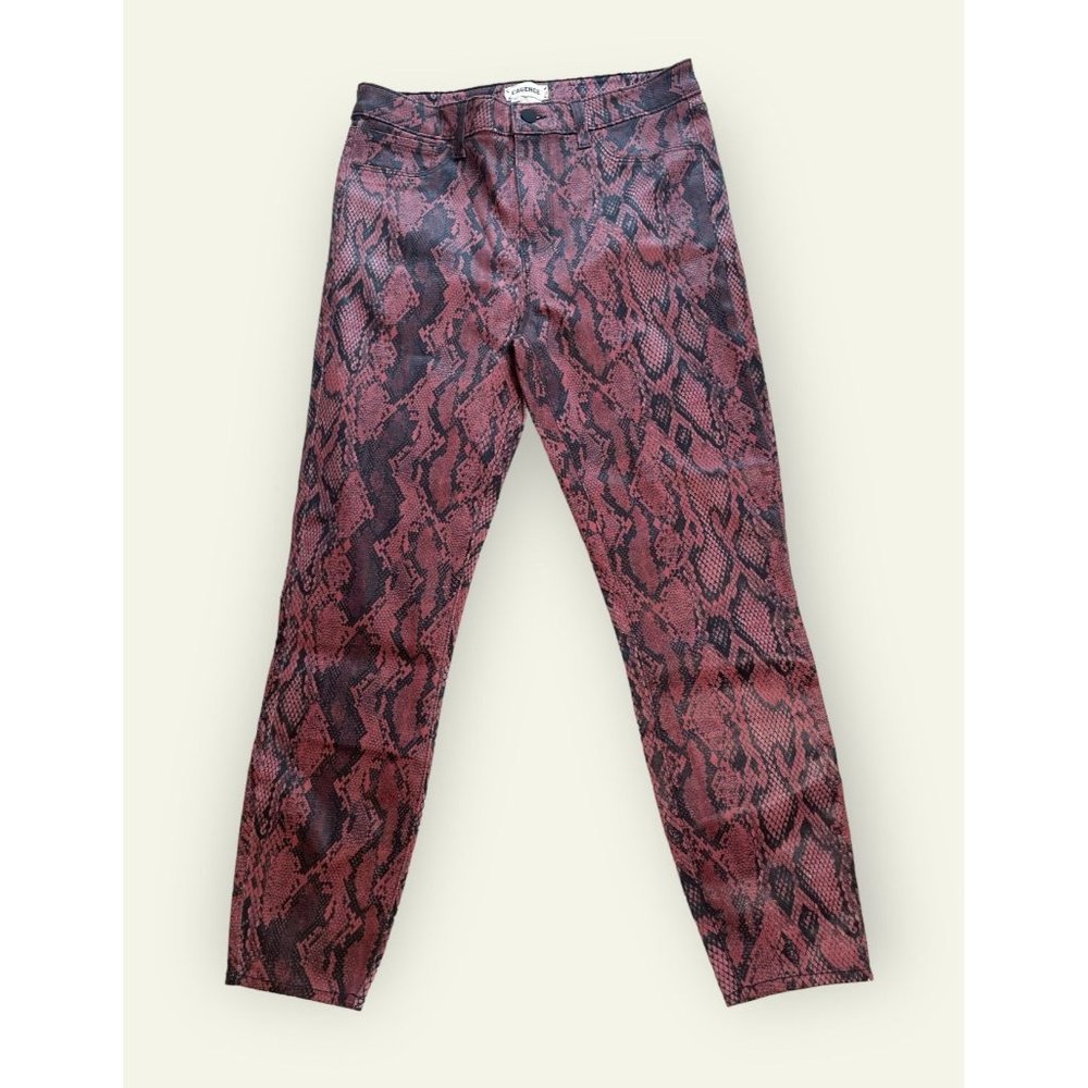 L'Agence Coated Snake Print Jeans Size 31 Margot Skinny High Rise